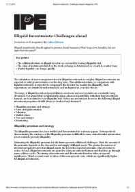 Illiquid Investments: Challenges ahead